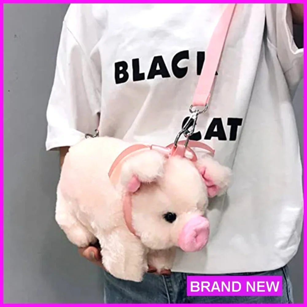 Plush Pig Crossbody Bag Kawaii Satchel Adjustable Strap Kids Gift